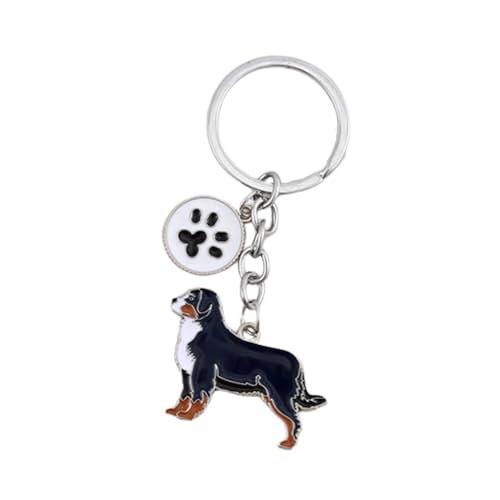 MeiAOBest Hund ID Tag, Hund Liebhaber Schlüssel anhänger Geschenke, niedliches Metall Hunde Muster Schlüssel Ring Kleiner Hund Welpe Schlüssel Bund Keyfob Tasche Anhänger Geschenk_Bernhard von MeiAOBest