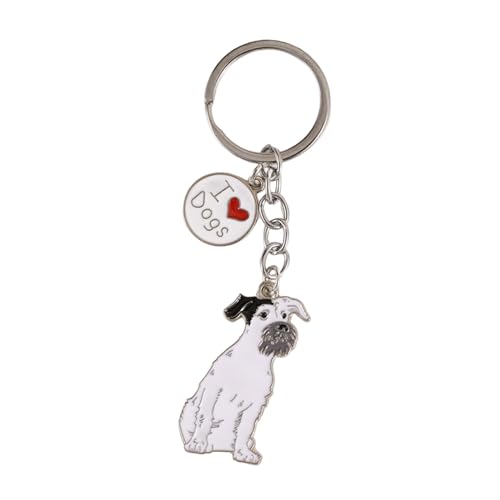 MeiAOBest Hund ID Tag, Hund Liebhaber Schlüssel anhänger Geschenke, niedliches Metall Hunde muster Schlüssel ring kleiner Hund Welpe Schlüssel bund Keyfob Tasche Anhänger Geschenk_Terrier von MeiAOBest