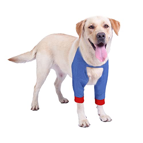 MeiAOBest Hunde-Chirurgie-Erholungsmanschette für die Vorderbeine, Hunde-Genesungsanzug bei Verstauchung, Arthritis, Haustiere, verhindert Lecken von Wunden, Ellenbogenbandage, Blau (M) von MeiAOBest