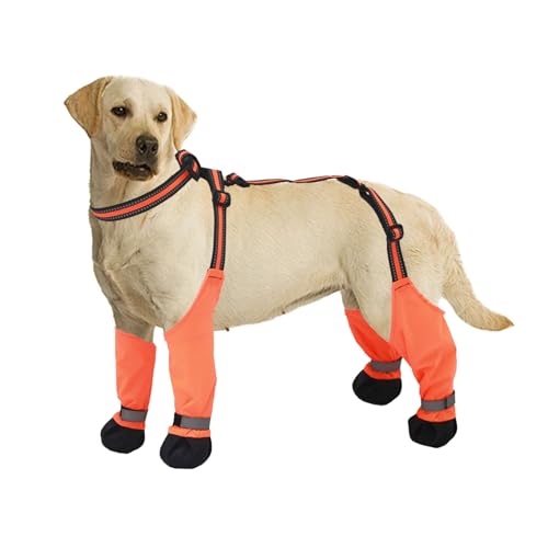 MeiAOBest Hundestiefel mit verstellbaren Riemen, reflektierend, wasserdicht, rutschfest, Pfotenschutz für Hunde, gegen Herunterfallen und Schmutz, für Spaziergänge von MeiAOBest