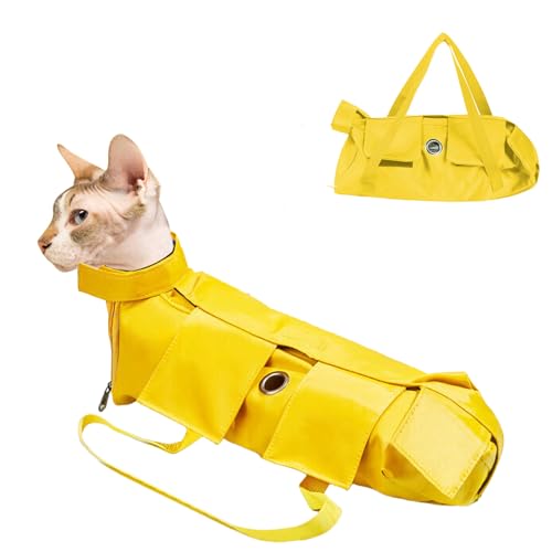 MeiAOBest Katzenpflegetasche, faltbare Tragetasche für Haustierbedarf, Katzen-Rückhaltetasche, Anti-Kratz-Biss-Tasche, feste Tasche für Krallenpflege, Nageltrimmen, Augentropfen, Ohrreiniger, Größe L von MeiAOBest