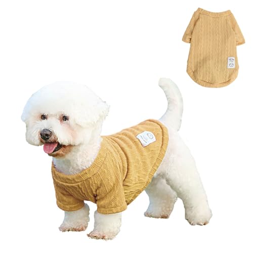 Pullover für kleine Hunde, Frühling/Herbst, Strickpullover, Weste, kaltes Wetter, warme Kleidung, Outfits, Mantel für Katzen, Welpen, kleine, mittelgroße Hunde, Größe L, Gelb von MeiAOBest