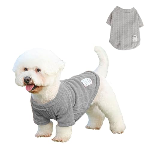 Pullover für kleine Hunde, Frühling/Herbst, Strickpullover, Weste, kaltes Wetter, warme Kleidung, Outfits, Mantel für Katzen, Welpen, kleine, mittelgroße Hunde, Größe M, Grau von MeiAOBest