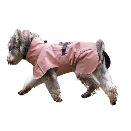 Regenmantel für kleine Hunde mit Ohrenschützer, verstellbar, reflektierend, 2-in-1-Hunde-Regenjacke, Weste mit Traktionsloch, leicht, wasserdicht, Kopfbedeckung, Poncho für kleine, mittelgroße Hunde, von MeiAOBest