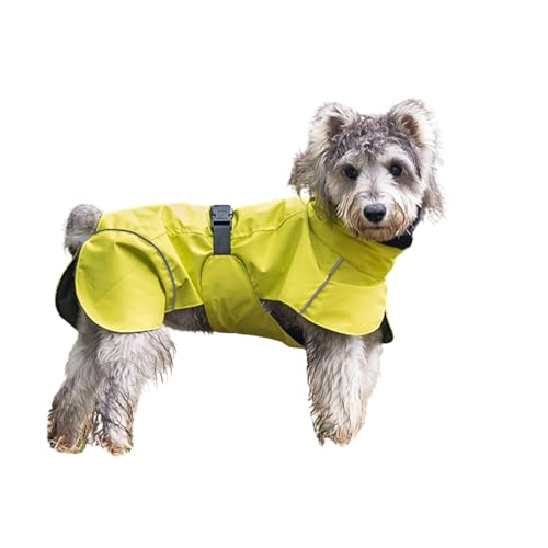 Regenmantel für kleine Hunde mit Ohrenschützer, verstellbar, reflektierend, 2-in-1-Hunde-Regenjacke, Weste mit Traktionsloch, leicht, wasserdicht, Kopfbedeckung, Poncho für kleine, mittelgroße Hunde, von MeiAOBest