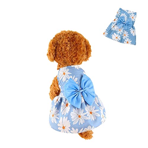 Rock für kleine Hunde, niedliches Katzenkleid mit großer Schleife, Sommer-Welpen-Prinzessinnenkleid, Hochzeits-Tutu, Haustier-Outfit, formelle Kleidung für Katzen, Hunde, Größe L, Blau von MeiAOBest