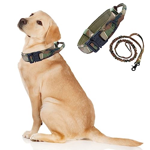 Taktisches Hundehalsband und Leine, verstellbar, mit Griff für große und mittelgroße Hunde, Größe M, Camouflage von MeiAOBest