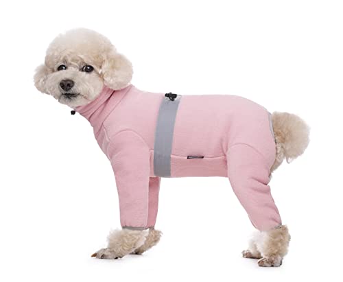 Warme Fleece-Kleidung für Hunde, Winter, langärmelig, vierbeinig, verstellbar, für kleine bis mittelgroße Hunde, Größe L (Rosa) von MeiAOBest