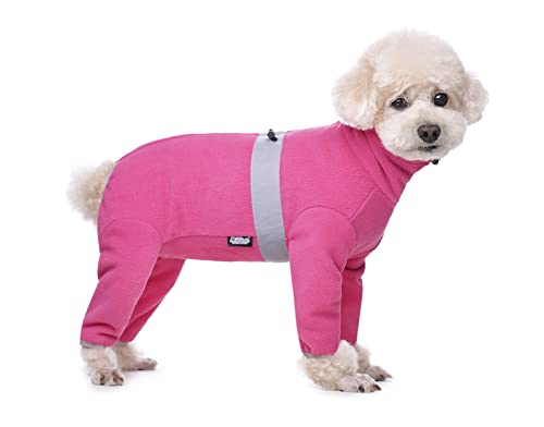 Warme Fleece-Kleidung für Hunde, Winter, langärmelig, vierbeinig, verstellbar, für kleine bis mittelgroße Hunde, Größe XS (Hot Pink) von MeiAOBest