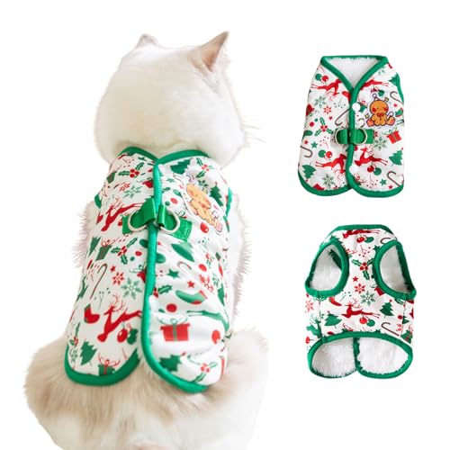 Warme Winterkleidung für den Winter, süße Katzen- und Hundekleidung, für kaltes Wetter, Party-Kostüm für Katzen, Welpen, kleine Hunde, Größe L (Lebkuchenmann) von MeiAOBest