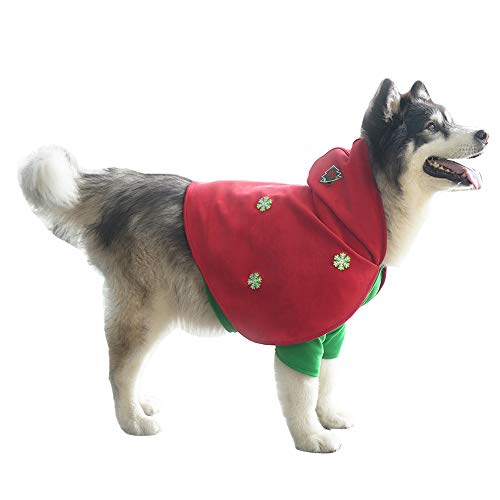 Weihnachts-Haustierkostüm, lustige Hundekleidung, Umhang, Welpen, Hoodies, rot, Cosplay, Party, Cope Mantel, warme Hundejacke, Shirts für kleine, mittelgroße und große Hunde (3XL) von MeiAOBest