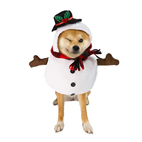 Weihnachtskostüm für kleine Hunde, Schneemann, Hund, Weihnachten, Schneemann-Outfit, lustiges Cosplay-Verkleidung, Schneemann-Hut für Katzen, Welpen, kleine, mittelgroße Hunde_XXS von MeiAOBest