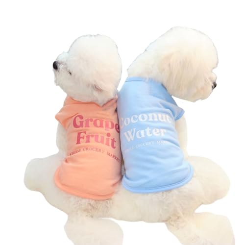 Weste für kleine Hunde, Sommer-T-Shirts, ärmellos, weich, bequem, für Katzen, Welpen, kleine Hunde, Größe S, Rosa + Blau, 2 Stück von MeiAOBest