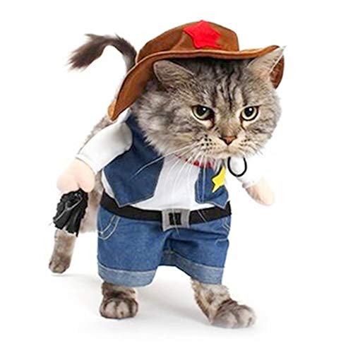 Meihejia Cowboy Jacke/Löwe Mähne – Super Süsse Kostüme für Kleine Hunde & Katzen, M, Denim Jacket von Meihejia