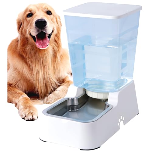 5L Automatischer Hundefutterspender und Hundewasserspender Katzenfutterspender und Katzenwasserspender für mittelgroße Und große Hunde Katzen Und Andere Haustiere Tiere (5L Weiß Wasserspender) von Meijeegu