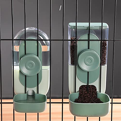 Hängekäfig Automatischer Feeder Futterautomat Kleine & Mittlere Haustiere Futter & Tränkesatz, Futterautomat und Wasserspender für Hunde Katzen Haustiere Tiere (Grün) von Meijeegu