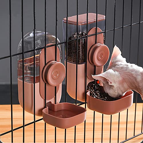 Hängekäfig Automatischer Feeder Futterautomat Kleine & Mittlere Haustiere Futter & Tränkesatz, Futterautomat und Wasserspender für Hunde Katzen Haustiere Tiere (Pink) von Meijeegu