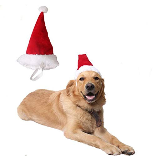 Mateju Haustier Hunde Katze Lieferungen Weihnachten Kopfschmuck Groß Mittelgroßer Kleiner Hund Party Bekleidung Zubehör Rote Weihnachtsmütze Weihnachten Hat Haustier Perücke Hüte (L) von Meiju