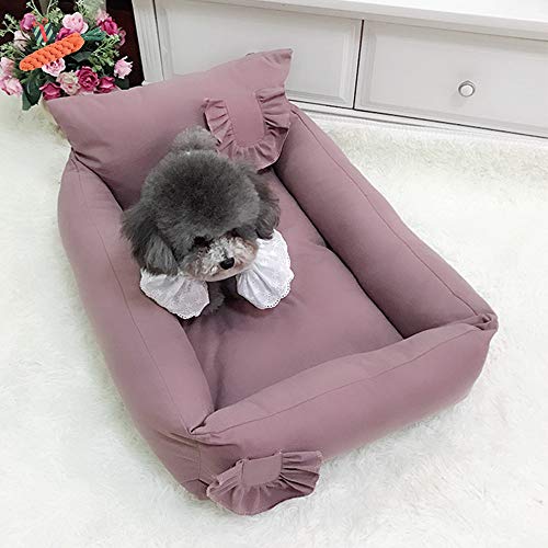 Mateju Hundebett für Katzen und Hunde mit Plüsch, Deluxe Platz Baumwolle Hundesofa Hundematte weichem rutschfest Katzenbett (M,Pink) von Meiju