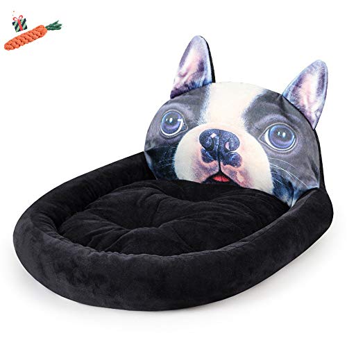 Mateju Hundebett für Katzen und Hunde mit Plüsch, Deluxe Rund in Doughnut-Form Hundesofa Hundematte weichem rutschfest Katzenbett (Large,Schwarzer Kampf) von Meiju