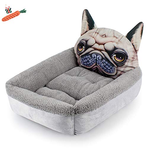 Mateju Hundebett für Katzen und Hunde mit Plüsch, Deluxe Rund in Doughnut-Form Hundesofa Hundematte weichem rutschfest Katzenbett (Large,Shar Pei) von Meiju