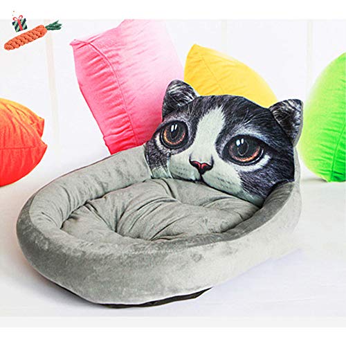 Mateju Hundebett für Katzen und Hunde mit Plüsch, Deluxe Rund in Doughnut-Form Hundesofa Hundematte weichem rutschfest Katzenbett (Large,Tabby-Katze) von Meiju