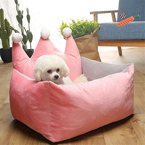 Mateju Hundebett für Katzen und Hunde mit Plüsch, Deluxe Runde Baumwolle Hundesofa Hundematte weichem rutschfest Katzenbett (L,Pink) von Meiju