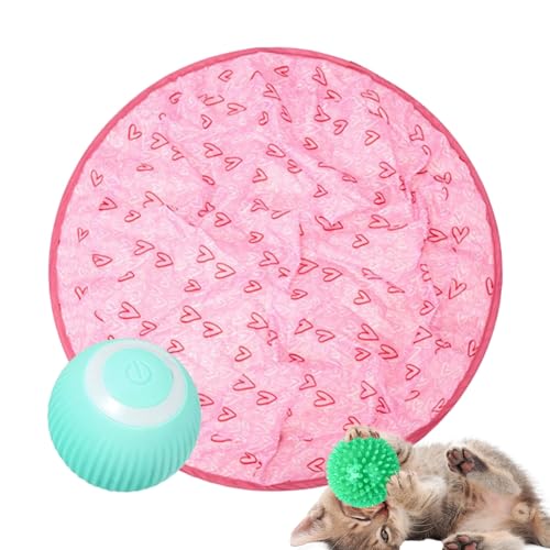 GERTAR Katzenspielzeug, 2 in 1 Simuliertes Interaktives Jagd Katzenspielzeug, Gitarre Katzenspielzeug, Automatisch Rotierende Smart Cat Toys Ball, Katze Jagd Spielzeug für Katzen mit LED Licht, von Meindin