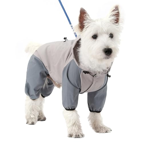 Hunde-Regenjacke – Hunde-Regenmantel mit Kapuze und reflektierenden Streifen, Hundeprodukte für regnerische und verschneite Tage Meindin von Meindin