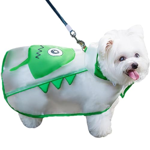 Meindin Hunde-Regenmantel für kleine Hunde, verstellbare Haustier-Regenjacke mit niedlichem Aufdruck, leicht zu tragen, transparent, wasserdicht, mit Kapuze und Schnalle für mittelgroße Hunde von Meindin