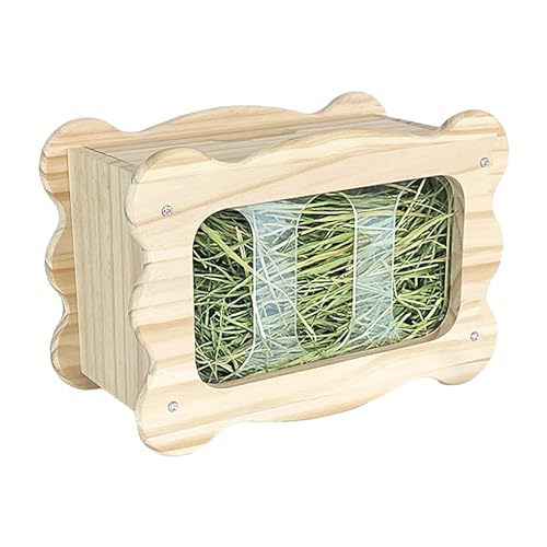 Meindin Kaninchen Heu Halter - Sichere Holz Bunny Feeder Krippe | Holz Grashalter für Häschen Chinchilla Meerschweinchen Kleintiere Käfig Zubehör Heubox von Meindin