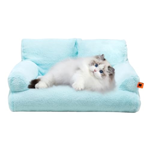 Meindin Katzenbett-Sofa, waschbares Plüsch-Haustiersofa, warmes Katzennest, abnehmbares kleines Hunde-/Katzen-Sofa, Haustierzubehör für kleine, mittelgroße Hunde und Katzen von Meindin