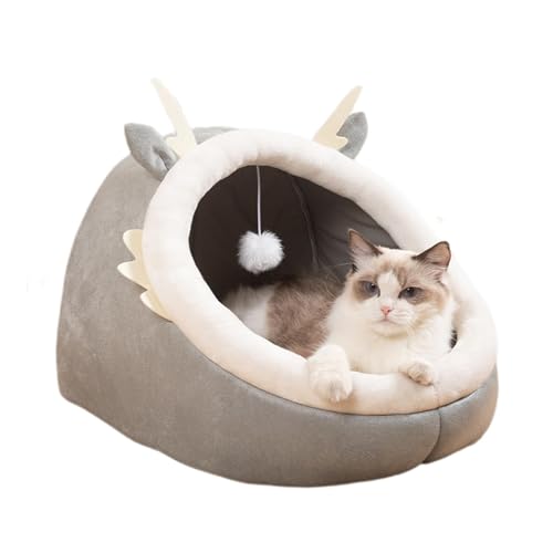 Meindin Katzenhausbett – Dinosaurier-Form Plüschhöhle für Hund | Katzenversteck Bett, gemütliche Katzenhöhle, überdachtes Bett für kleine Haustiere, Hasen, Hunde, Kaninchen von Meindin