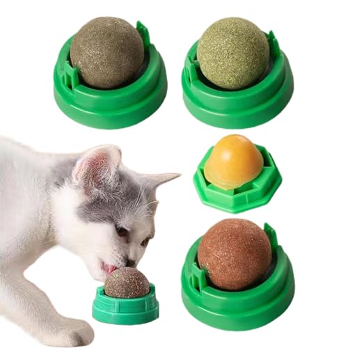 Meindin Katzenminze Ball Licker - Indoor Katzenminze Zähne Schleifen Leckspielzeug | Staubdichtes Design Zahnreinigungsspielzeug für große Katzen, kleine Katzen und mittelgroße Katzen von Meindin