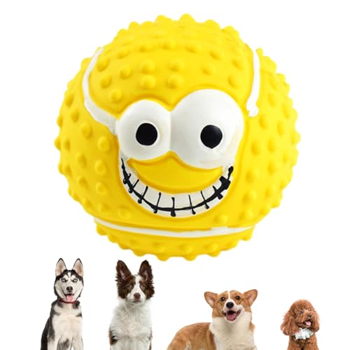 Meindin Quietschendes Hundespielzeug Gesichtsbälle - Quietschende Hundebälle - Bissfest Smile Face Quietschende Hundebälle für Welpen, Hunde, kleine Katzen und Kätzchen von Meindin