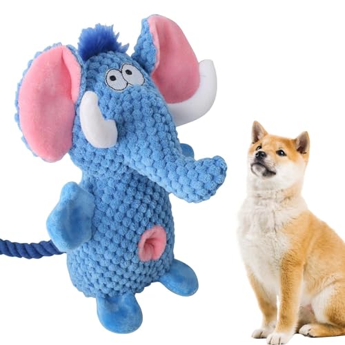 Meindin Quietschendes Hundespielzeug für Hunde, quietschendes Kauspielzeug aus Plüsch, wiederverwendbar, Elefant, quietschend, Kauspielzeug, Plüsch-Hundespielzeug für kleine, mittelgroße Haustiere von Meindin