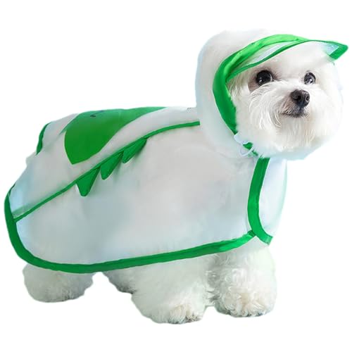 Meindin Regenponcho für Hunde, transparent, mit Kapuze, verstellbar, mit Cartoon-Druck, leicht zu tragen, leichte Haustier-Regenbekleidung mit Leinenschnalle, für alle Rassen von Meindin