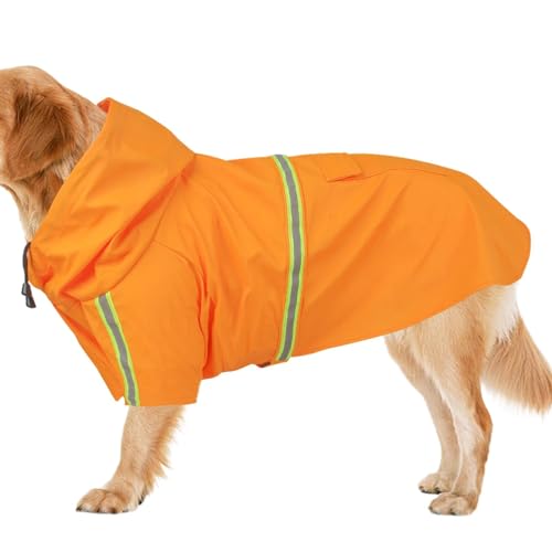 Meindin Wasserdichte Hundejacke, leicht zu transportieren, wasserdicht und winddicht, verstellbarer Regenmantel mit Kapuze, atmungsaktiv, reflektierend, für Spaziergänge im Freien von Meindin