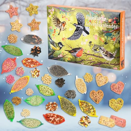 Meine Orangerie - Vogelfutter Adventskalender 2024 – 24 Überraschungen für Wildvögel, Körner- und Nussmischungen für Meisen, Rotkehlchen & mehr von Meine Orangerie