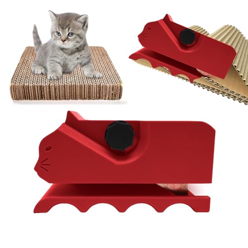 Kitty Cutter Kartonschneider für Katzenkratzer 3D Gedruckt Karton Cutter Kartonschneider DIY Katzenkratzer Handheld Karton Recycling Werkzeug Kreative Urlaub Karton Schneidemaschine (Rot) von Meitianfse