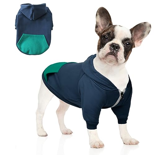 meioro Reißverschluss Kapuzen Haustier Kleidung Hund Katze Kleidung Niedlichen Haustier Kleidung warme Kapuze französische Bulldogge Pug (XS, Blau) von meioro