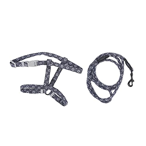 Meiyya Katzengeschirr und Leinen-Set, Geschirr und Leinen, für Haustiere, Set aus Leinen für Katzen mit einem Gewicht von 2,5-10 kg (Dark Gray Blumen, M) von Meiyya