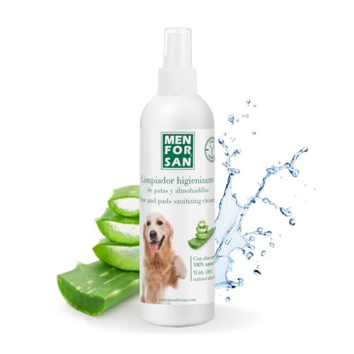 MENFORSAN Pfoten- und Ballenreiniger für Hunde | Hygiene beim Betreten von Sofa und Bett | Spray für Jede Rasse | Mit 100% natürlicher Aloe Vera | Veganes Produkt | 125 ml von Menforsan