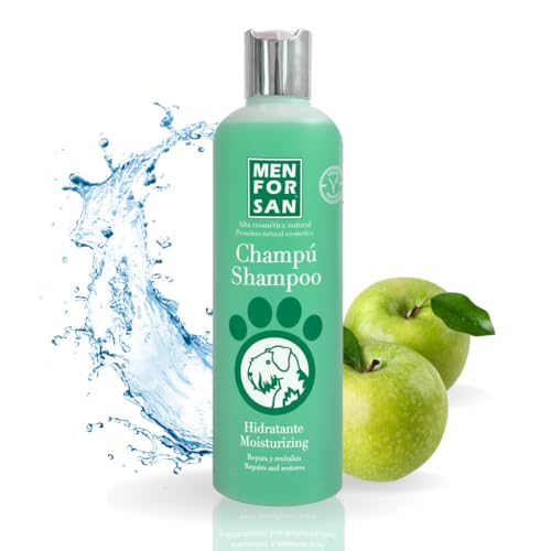 Menforsan Feuchtigkeitsshampoo für Hunde | Spendet Intensive Feuchtigkeit | Sorgt für Glanz | Revitalisiert und repariert | Beseitigt schlechten Geruch | Apfel | 300 ml von Menforsan