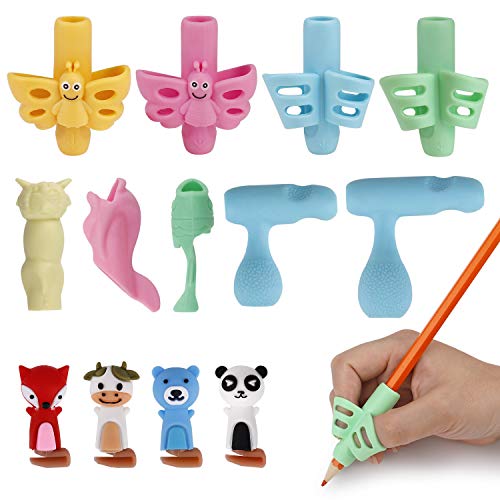 MengH-SHOP Bleistift Griffe Schreibhilfen Ergonomische Schreibhilfe Haltungskorrektur Werkzeug für Kinder Schüler Erwachsene 13 Stück von MengH-SHOP