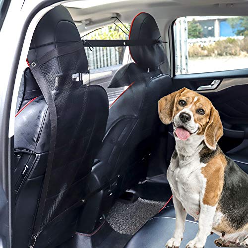 MengH-SHOP Hundegitter Netz Trenngitter Auto Hund Kofferraum Trenngitter Universal Verstellbares Sicherheitsbarriere für Hunde 115x62cm Schwarz von MengH-SHOP