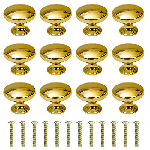 MengH-SHOP Schubladenknopf Runde Kabinett Knöpfe 30mm Moebelknopf mit Legierung Schraube für Schrank Schublade Küche 12 Stück Gold von MengH-SHOP