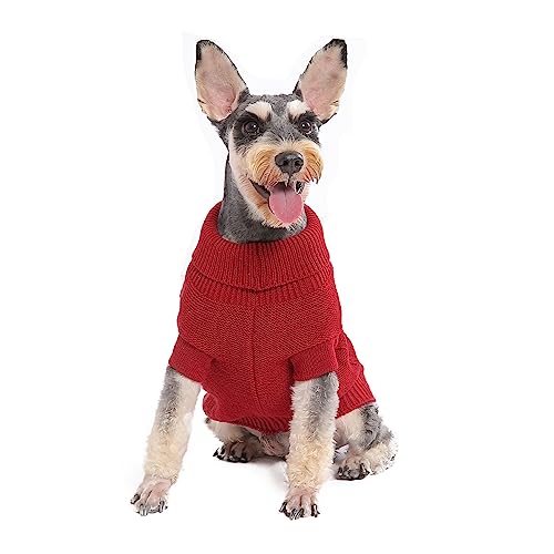 Hundepullover, warm, Weihnachtspullover für Haustiere, Hundekleidung, Strickwaren, Hundepullover für Pudel, West-Highland, Zwergspitzwelpe (Rot, Größe S) von MengMengDa