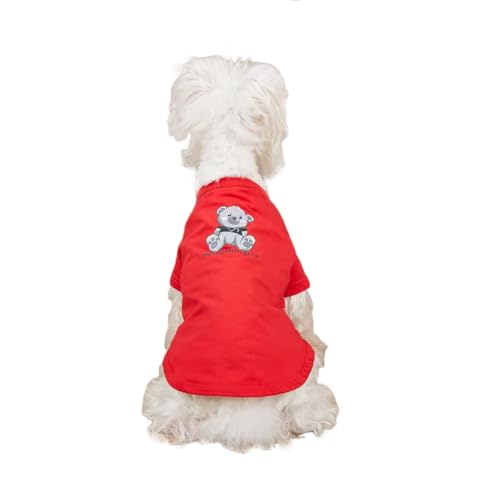 MengMengDa Hundeshirt für kleine Hunde, XS, Cartoon-Hemden, Innenkleidung für kleine Hunde, Mädchen, Jungen, Schnauzer, Chihuahua, Welpen, atmungsaktiv, weiche Baumwollkleidung (Cartoon-Rot, Größe XS) von MengMengDa