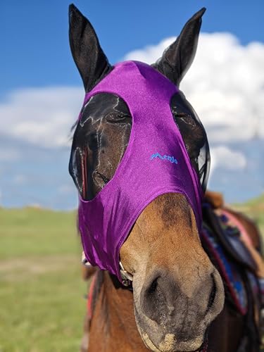 Pamplona Lila Menjo Outdoor Elastische Pferd Fliegenmaske mit Ohren, Kolben/Araber/Kleinkopfpferde von Menjo